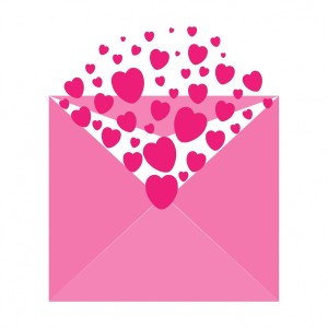 Pink Hearts in a pink envelope