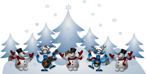 Christmas scene with snowmen