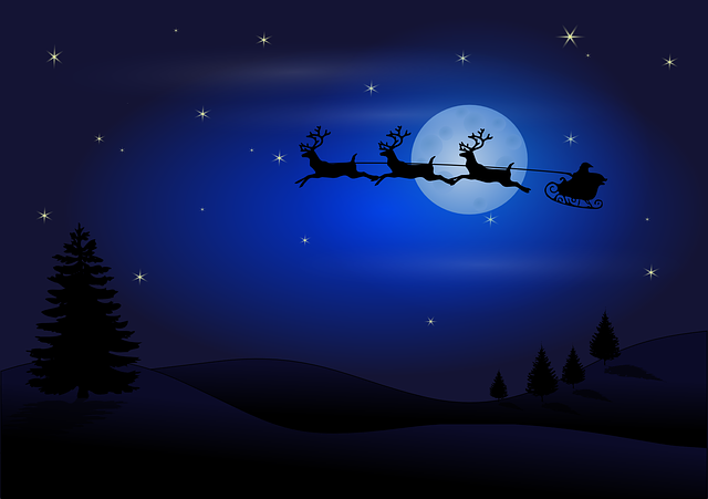 Full Moon, reindeer, Father Christmas